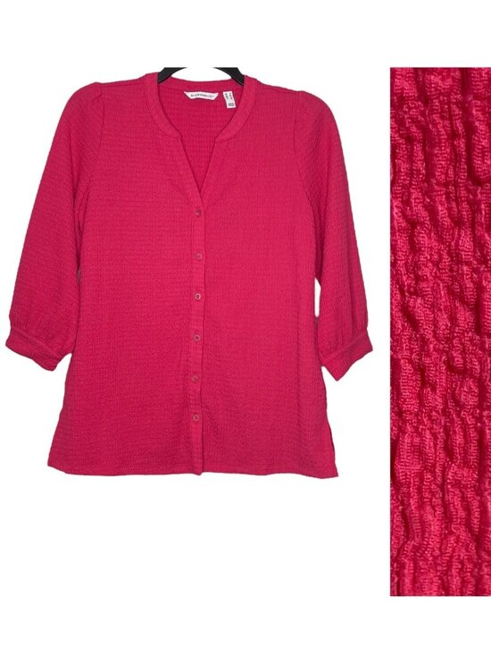 Isaac Mizrahi Tops - Isaac Mizrahi Live Blouse Size Small V-Neck 3/4 Sleeve Textured Knit Loose Fit
